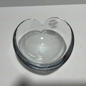 Bowl Heart Shaped Clear Glass Candy Dish by Nambe 6.25"  New i…